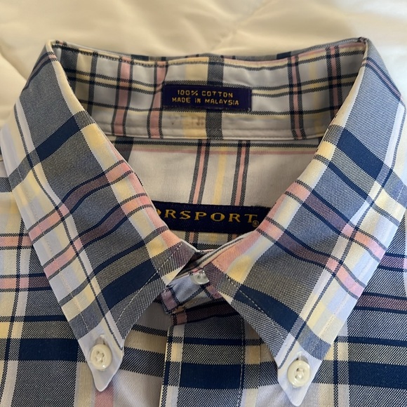 Norsport Brand 100% Cotton Long Sleeves Plaid Design Men’s Dress Shirt Medium - Picture 4 of 13